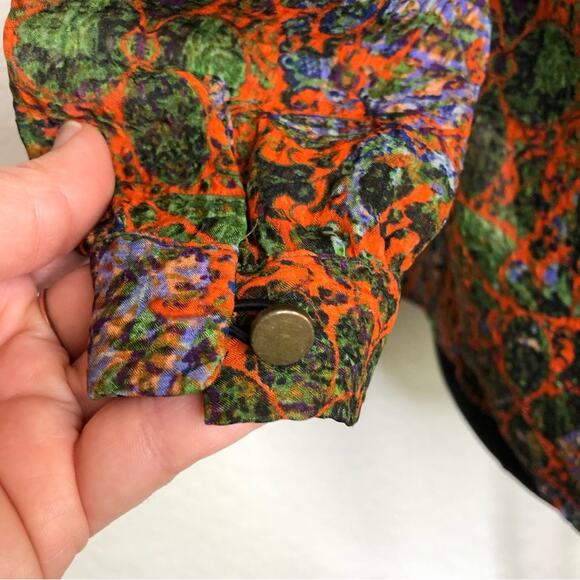 Anthropologie Edme & Esyllte orange floral semi sheer peasant top size 2 - Picture 8 of 13